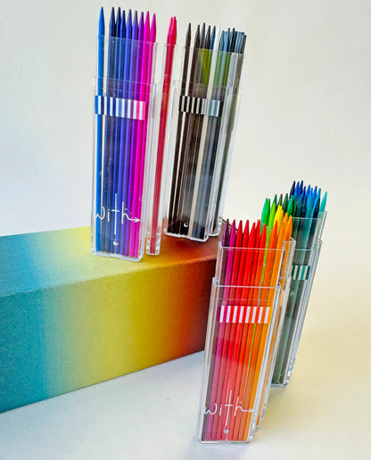 72 Colored + Graphite Leads In Folding With® Cases